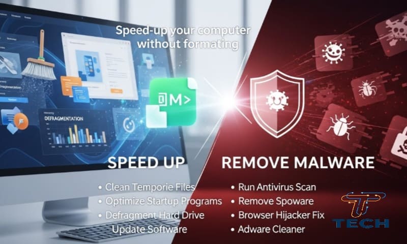 طريقة تسريع الكمبيوتر بدون فورمات وحذف البرامج الضارة